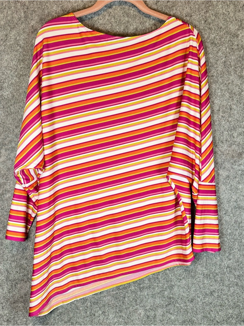 Metrostyle Women’s Striped 3/4 Sleeve Top Size L Poly Spandex Tunic USA - Picture 3 of 12